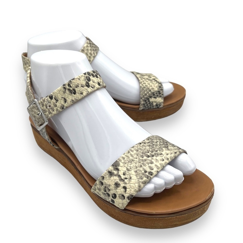 Steve Madden Aida Platform Buckle Sandals, Faux Snakeskin, Size 7M